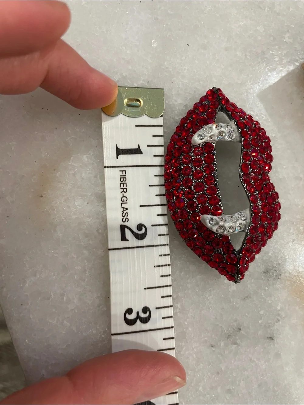 Kirks Folly Red Crystal Vampire Lip Brooch